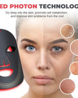 Red Light Therapy for Face, 7 Modes Portable Led Face Mask Light Therapy with Remote, Red Light Mask with Timing Function, Led Light Therapy at Home 180 LED Beads , Black