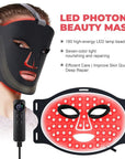 Red Light Therapy for Face, 7 Modes Portable Led Face Mask Light Therapy with Remote, Red Light Mask with Timing Function, Led Light Therapy at Home 180 LED Beads , Black