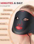 Red Light Therapy for Face, 7 Modes Portable Led Face Mask Light Therapy with Remote, Red Light Mask with Timing Function, Led Light Therapy at Home 180 LED Beads , Black