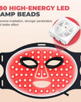 Red Light Therapy for Face, 7 Modes Portable Led Face Mask Light Therapy with Remote, Red Light Mask with Timing Function, Led Light Therapy at Home 180 LED Beads , Black